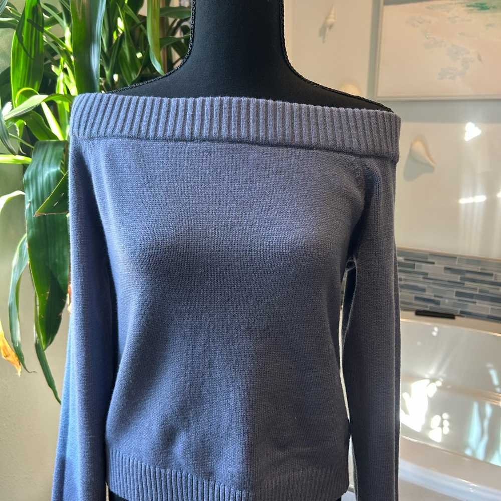 Women's Off-Shoulder Sweater - Blue